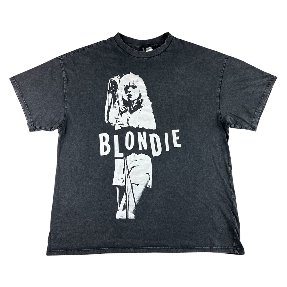 H&M‎ Divided Blondie Debbie Harry Band Graphic T-Shirt Womens XS Grey Oversized